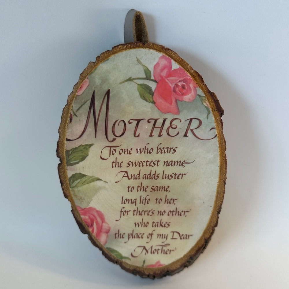 VTG Handmade Mother’s Day Rhyme Art Prayer Wooden‎ Piece Live Edge Wall Hanging